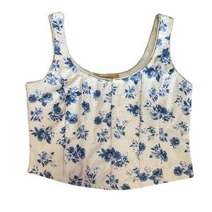 Shyanne Floral Blue and White Crop Top